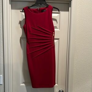 Ivanka Trump Red Midi Dress with Pleat Detail